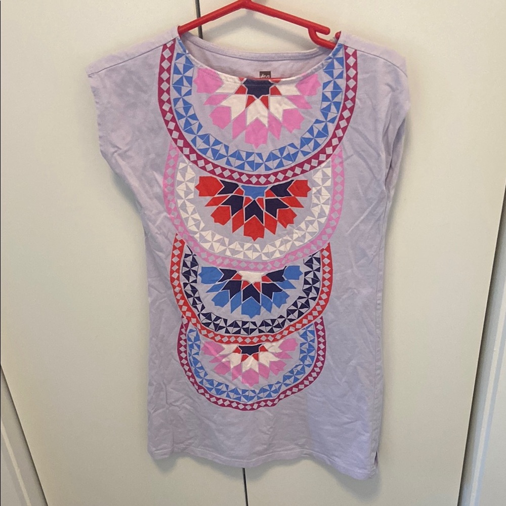 Tea Collection Women's Top with Pink and Blue Geometric Design